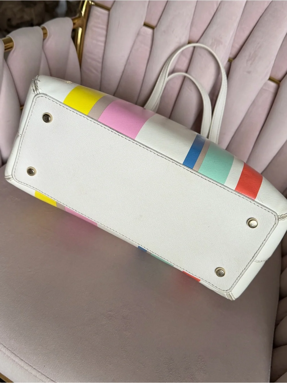 Kate Spade Cedar Street Maise Satchel Multi Stripe Rainbow Saffiano Bag 🌈